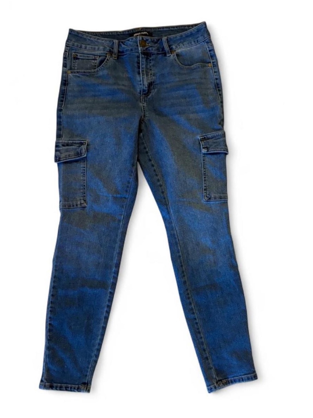 Women’s Blue Cargo Skinny Jeans with Stretch